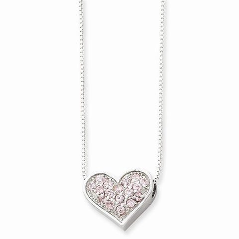 Sterling Silver CZ Heart '' Box Chain