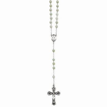 Sterling Silver Antiqued Green Rosary Necklace