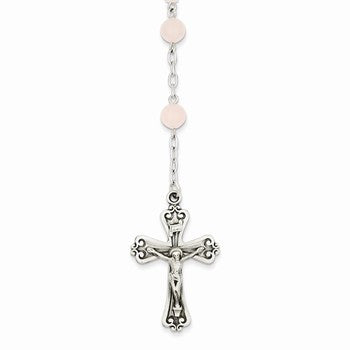 Sterling Silver & Rose Quartz Rosary Necklace