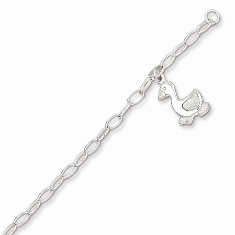 Sterling Silver Baby Bracelet with Dangling Silver Duck Bracelet