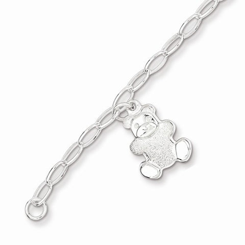 Sterling Silver Baby Bracelet with Dangling Silver Bear Bracelet