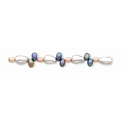 Sterling Silver Pebble & Multi-Colored Pebble Pearl Bracelet