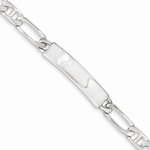 Sterling Silver Polished Engraveable Anchor Link Id Bracelet