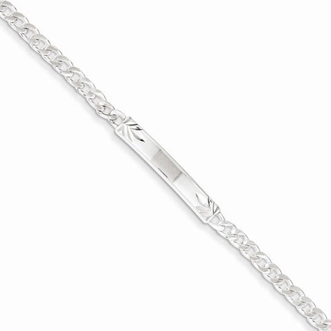 Sterling Silver Polished Engraveable Curb Link Id Bracelet