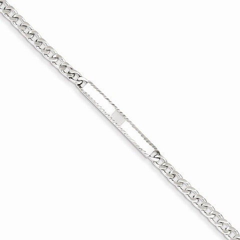 Sterling Silver Diamond-Cut Engraveable Curb Link Id Bracelet