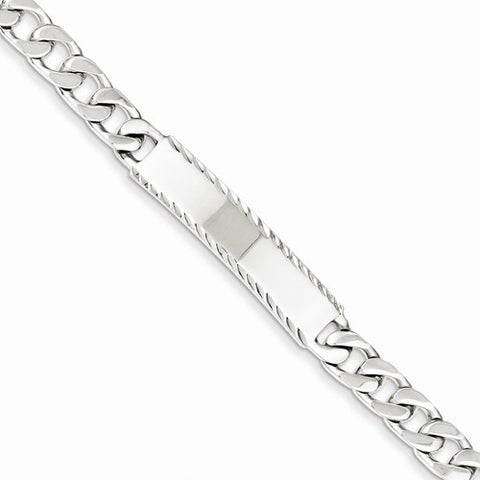 Sterling Silver Diamond-Cut Engraveable Curb Link Id Bracelet