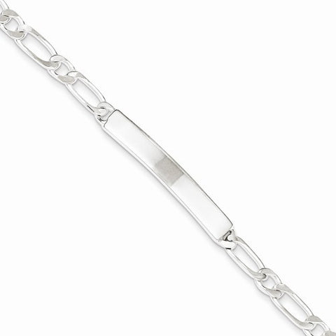 Sterling Silver Polished Engraveable Figaro Link Id Bracelet