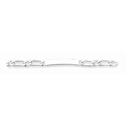 Sterling Silver Polished Engravable Figaro Link Id Bracelet