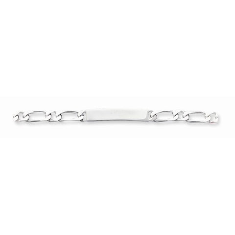 Sterling Silver Polished Engravable Figaro Link Id Bracelet