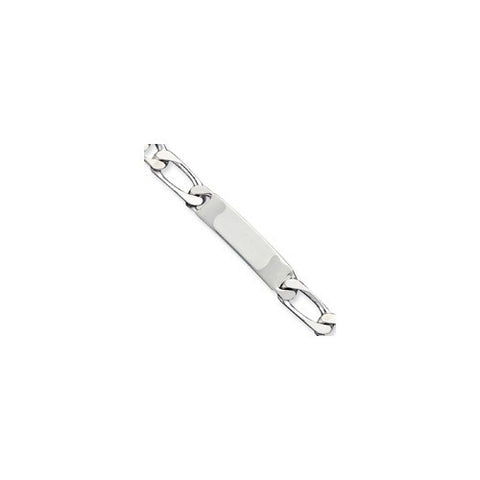 Sterling Silver Polished Engravable Figaro Link Id Bracelet