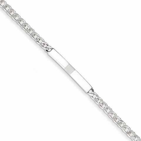 Sterling Silver Polished Engraveable Curb Link Id Bracelet