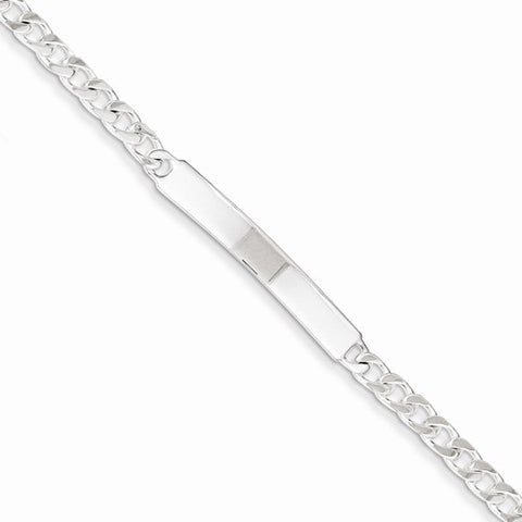 Sterling Silver Polished Engraveable Curb Link Id Bracelet