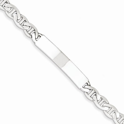 Sterling Silver Polished Engraveable Anchor Link Id Bracelet