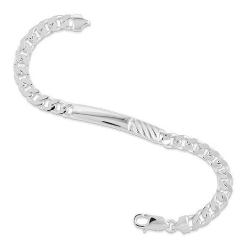 Sterling Silver Polished Engravable Curb Link Id Bracelet