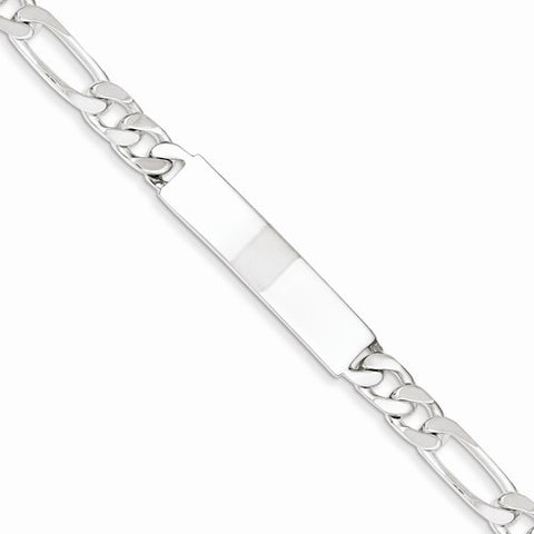 Sterling Silver Polished Engravable Figaro Link Id Bracelet