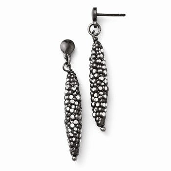 Sterling Silver & Ruthenium Plated Textured Post Dangle Earrings