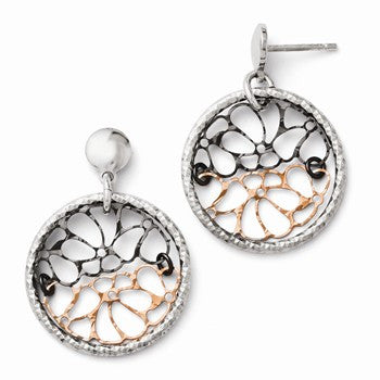 Sterling Silver Ruthenium Rose-tone Flash Plated Earrings