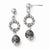 Sterling Silver Ruthenium Diamond-cut Beaded Post Dangle Earrings