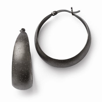 Sterling Silver Ruthenium-plated Radiant Essence Hoop Earrings