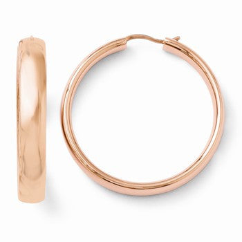 Sterling Silver Rose Gold-plated 6mm Half Round Tube Earrings