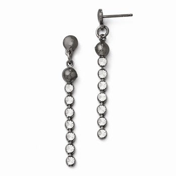 Sterling Silver & Ruthenium-plated Diamond-cut Post Dangle Earrings