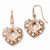 Sterling Silver Rose-tone 24k Flash Plated Diamond-cut Heart Earrings