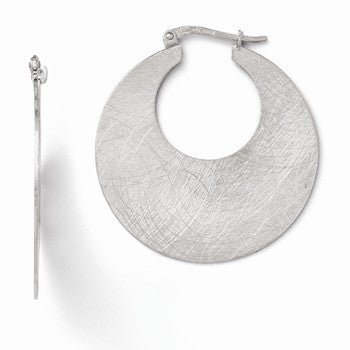 Sterling Silver Scratch Finish Hinged Hoop Earrings