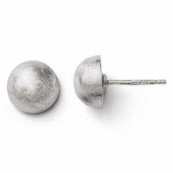 Sterling Silver Scratch Finish button Earrings