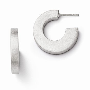 Sterling Silver Scratch Finish Square Tube Hoop Earrings