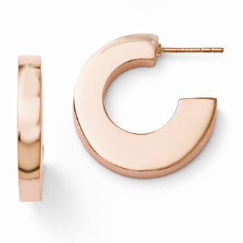 Sterling Silver Rose-Gold Plated Polished Hoop Earrings