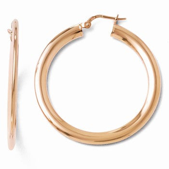 Sterling Silver Rose Gold-plated Polished Hoop Earrings