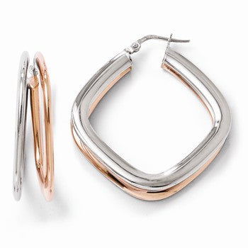 Sterling Silver Rose Gold-plated Polished Hoop Earrings