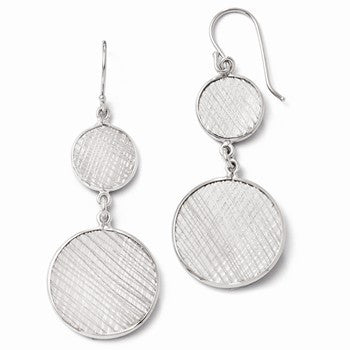 Sterling Silver Polished Textured Dangle Earrings