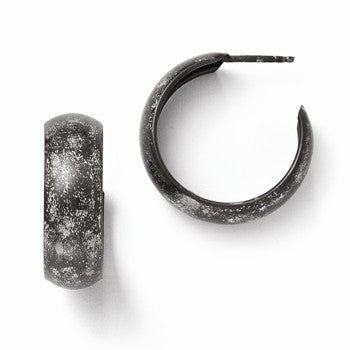 Sterling Silver Ruthenium-plated Post Hoop Earrings