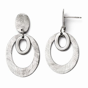 Sterling Silver Polished Scratch Finish Post Dangle Earrings