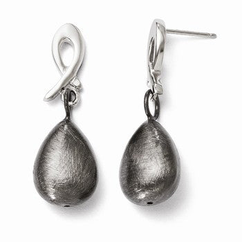 Sterling Silver Ruthenium-plated Polished & Scratch Finish Post Earrings