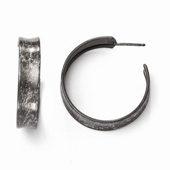 Sterling Silver Ruthenium-plated Post Hoop Earrings