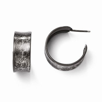 Sterling Silver Ruthenium-plated Post Hoop Earrings