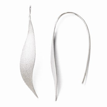 Sterling Silver Rhodium-plated Polished Brushed Earrings