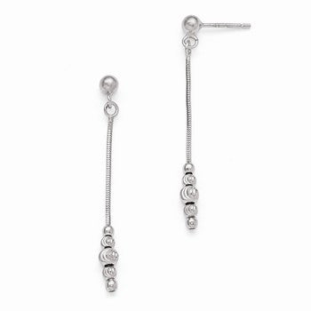 Sterling Silver Polished Diamond-cut Post Dangle Earrings