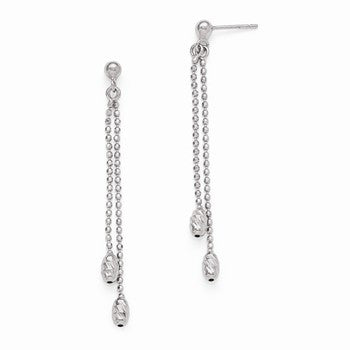 Sterling Silver Polished Diamond-cut Post Dangle Earrings