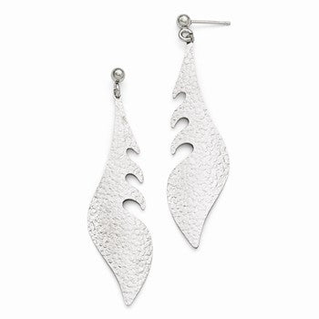 Sterling Silver Polished & Textured Post Dangle Earrings