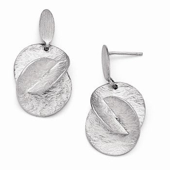 Sterling Silver Satin Textured Post Dangle Earrings