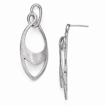 Sterling Silver Scratch Finish Post Dangle Earrings