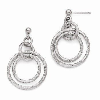 Sterling Silver Polished Diamond-cut Post Dangle Earrings