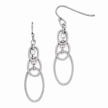 Sterling Silver Textured Dangle Shepherd Hook Earrings