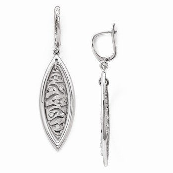 Sterling Silver Polished & Brushed Crystal Earrings