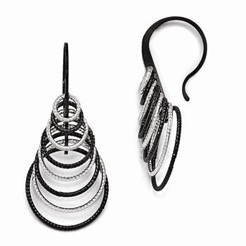 Sterling Silver Ruthenium-plated Laser Textured Earrings