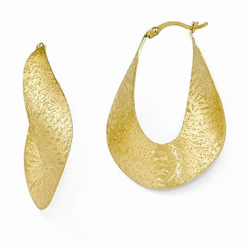 Sterling Silver Yellow Gold-plated Textured Hoop Earrings