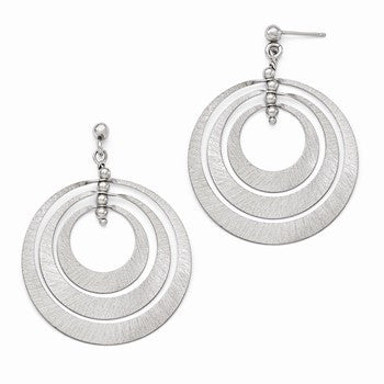 Sterling Silver Scratch Finish Post Dangle Earrings